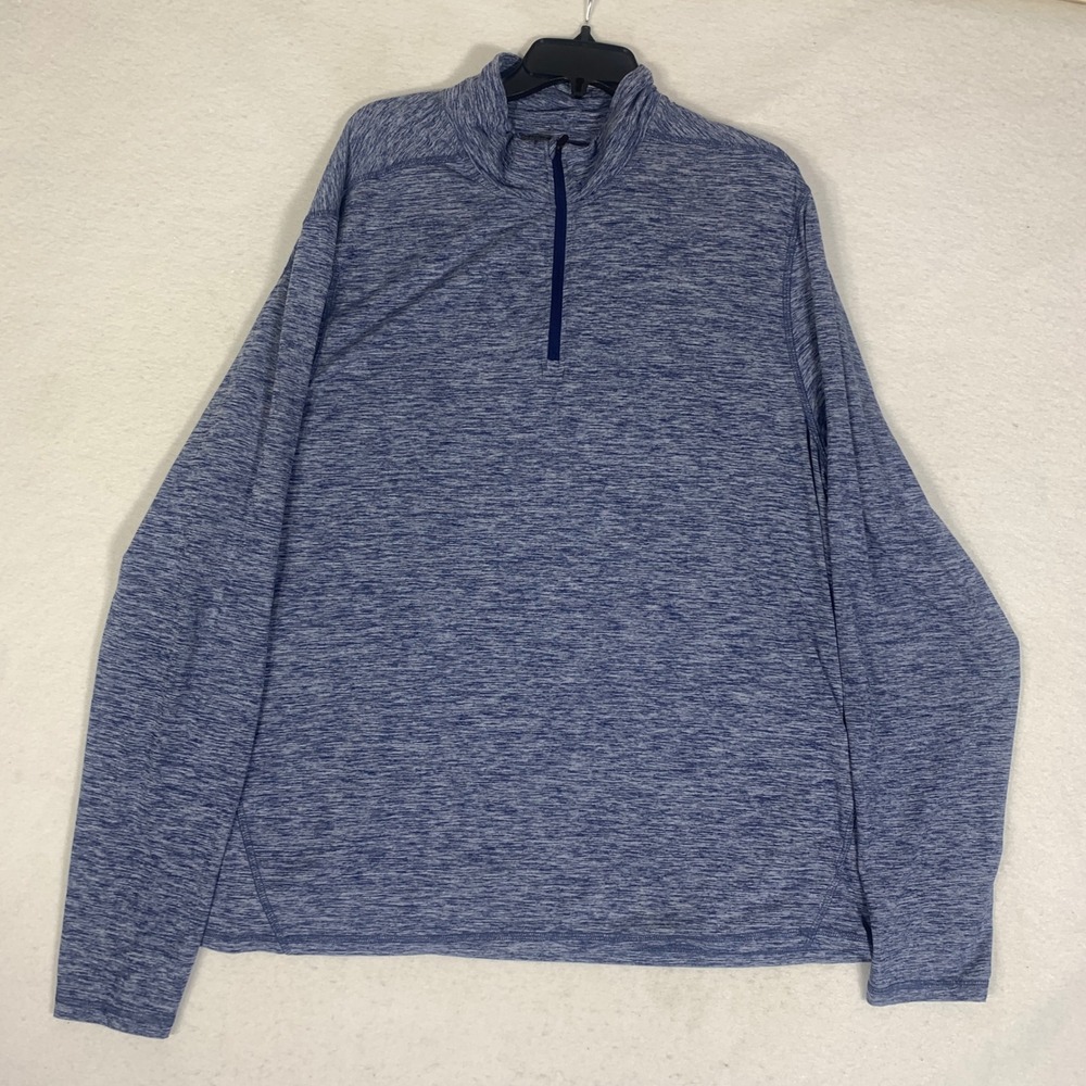 Amazon Essentials Men‎ Heathered Blue Quarter Zip Long Sleeve Pullover Shirt XXL